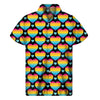 Rainbow LGBT Pride Heart Pattern Print Men's Short Sleeve Shirt