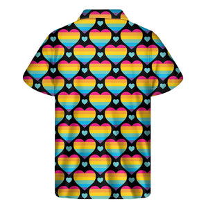 Rainbow LGBT Pride Heart Pattern Print Men's Short Sleeve Shirt