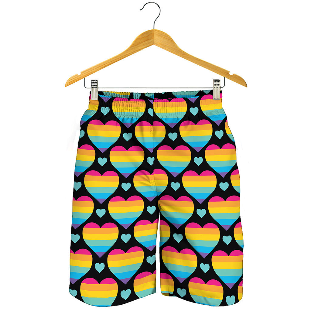 Rainbow LGBT Pride Heart Pattern Print Men's Shorts