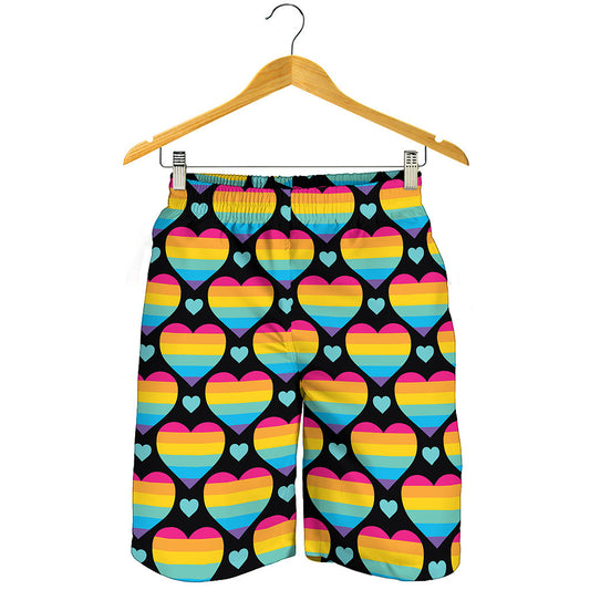 Rainbow LGBT Pride Heart Pattern Print Men's Shorts