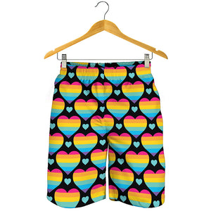 Rainbow LGBT Pride Heart Pattern Print Men's Shorts