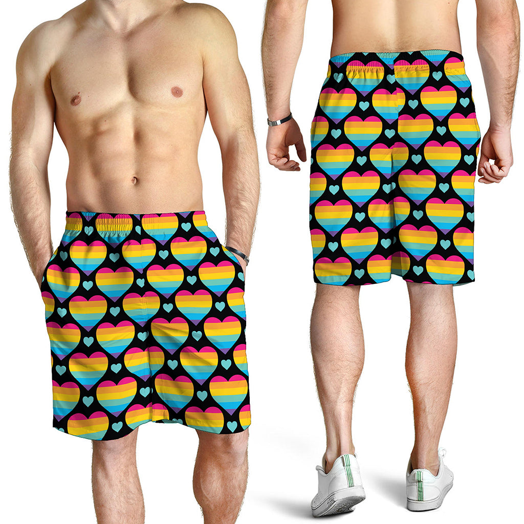 Rainbow LGBT Pride Heart Pattern Print Men's Shorts