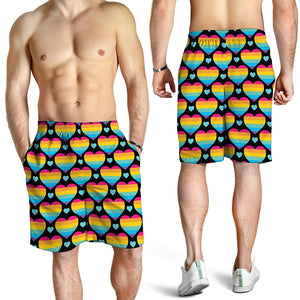 Rainbow LGBT Pride Heart Pattern Print Men's Shorts