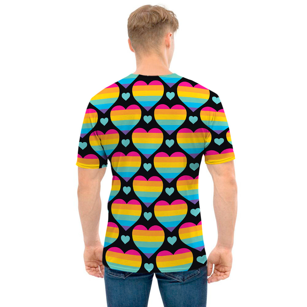 Rainbow LGBT Pride Heart Pattern Print Men's T-Shirt