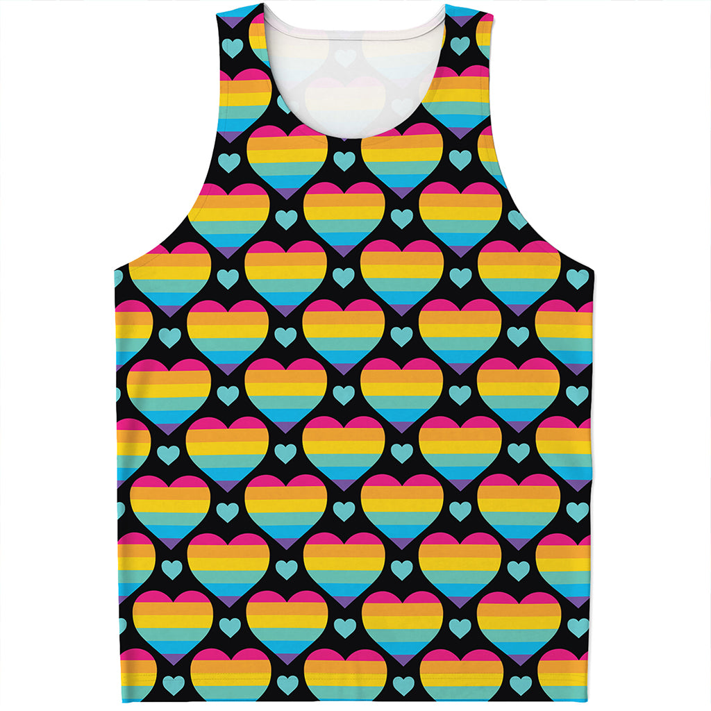 Rainbow LGBT Pride Heart Pattern Print Men's Tank Top