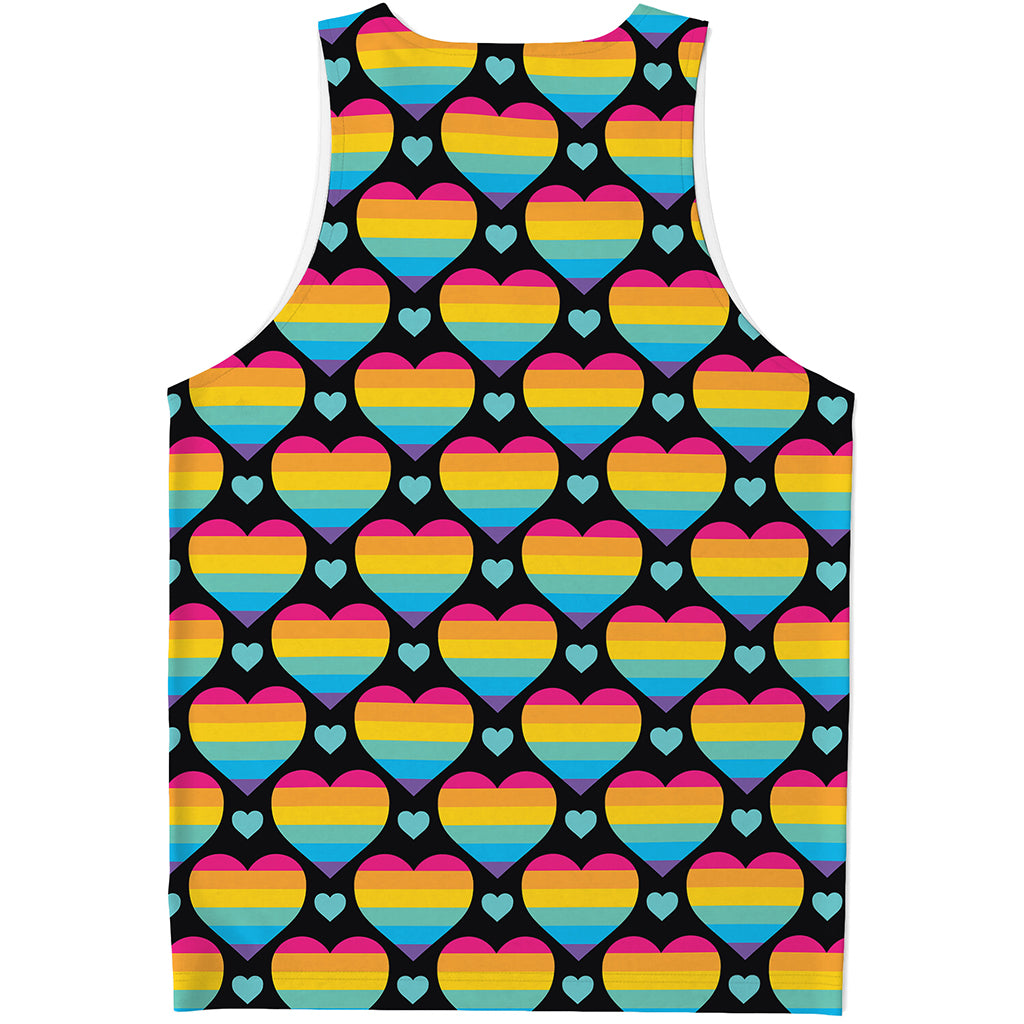 Rainbow LGBT Pride Heart Pattern Print Men's Tank Top