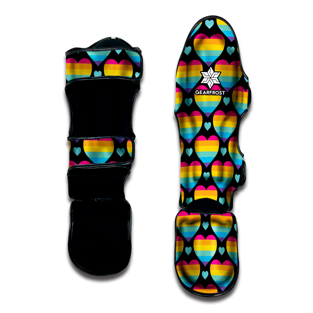 Rainbow LGBT Pride Heart Pattern Print Muay Thai Shin Guard