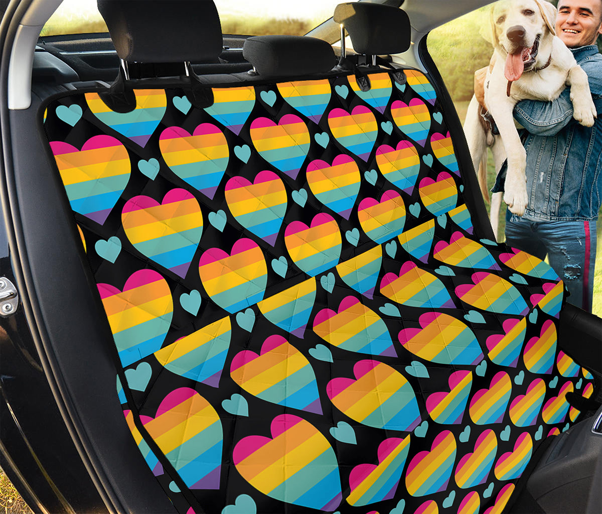 Rainbow LGBT Pride Heart Pattern Print Pet Car Back Seat Cover