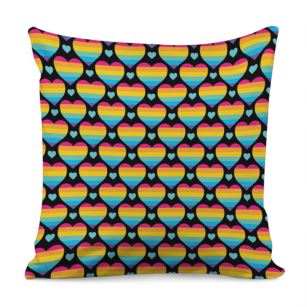 Rainbow LGBT Pride Heart Pattern Print Pillow Cover