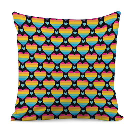 Rainbow LGBT Pride Heart Pattern Print Pillow Cover