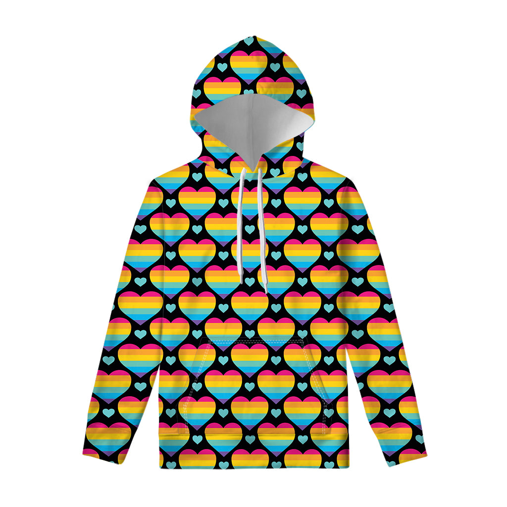 Rainbow LGBT Pride Heart Pattern Print Pullover Hoodie