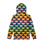 Rainbow LGBT Pride Heart Pattern Print Pullover Hoodie