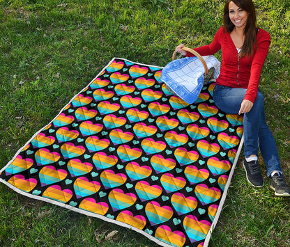 Rainbow LGBT Pride Heart Pattern Print Quilt