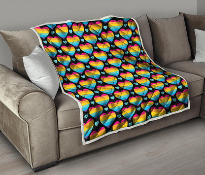 Rainbow LGBT Pride Heart Pattern Print Quilt