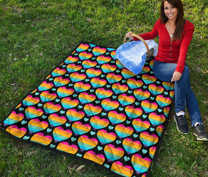 Rainbow LGBT Pride Heart Pattern Print Quilt