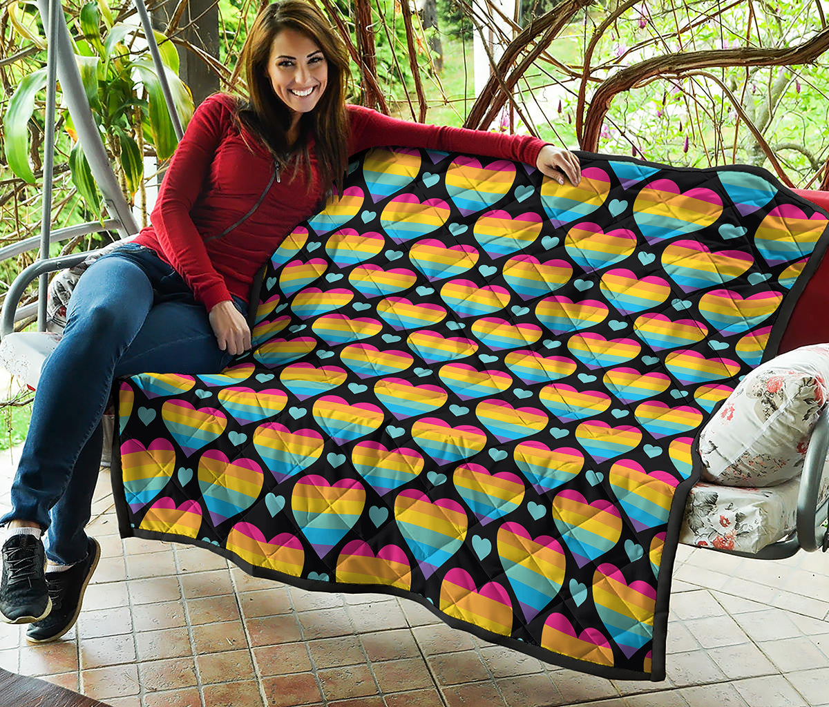 Rainbow LGBT Pride Heart Pattern Print Quilt
