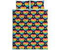 Rainbow LGBT Pride Heart Pattern Print Quilt Bed Set