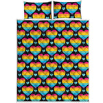 Rainbow LGBT Pride Heart Pattern Print Quilt Bed Set
