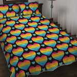 Rainbow LGBT Pride Heart Pattern Print Quilt Bed Set