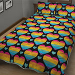 Rainbow LGBT Pride Heart Pattern Print Quilt Bed Set