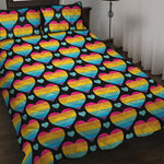 Rainbow LGBT Pride Heart Pattern Print Quilt Bed Set