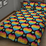 Rainbow LGBT Pride Heart Pattern Print Quilt Bed Set