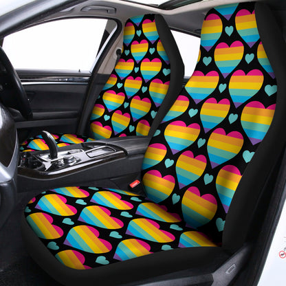 Rainbow LGBT Pride Heart Pattern Print Universal Fit Car Seat Covers