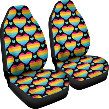 Rainbow LGBT Pride Heart Pattern Print Universal Fit Car Seat Covers