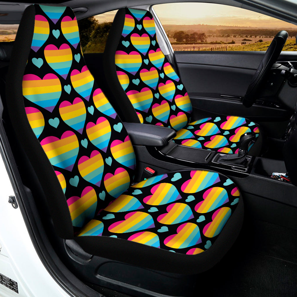 Rainbow LGBT Pride Heart Pattern Print Universal Fit Car Seat Covers