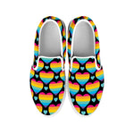 Rainbow LGBT Pride Heart Pattern Print White Slip On Shoes