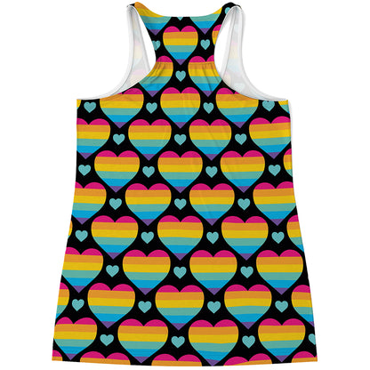 Rainbow LGBT Pride Heart Pattern Print Women's Racerback Tank Top