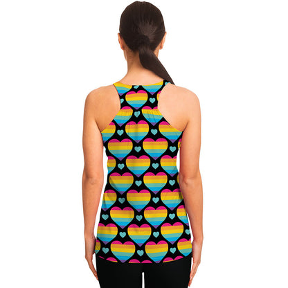 Rainbow LGBT Pride Heart Pattern Print Women's Racerback Tank Top