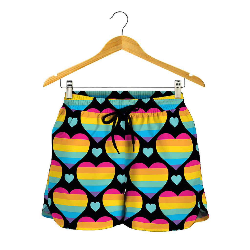 Rainbow LGBT Pride Heart Pattern Print Women's Shorts