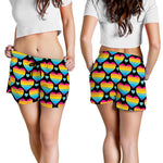 Rainbow LGBT Pride Heart Pattern Print Women's Shorts