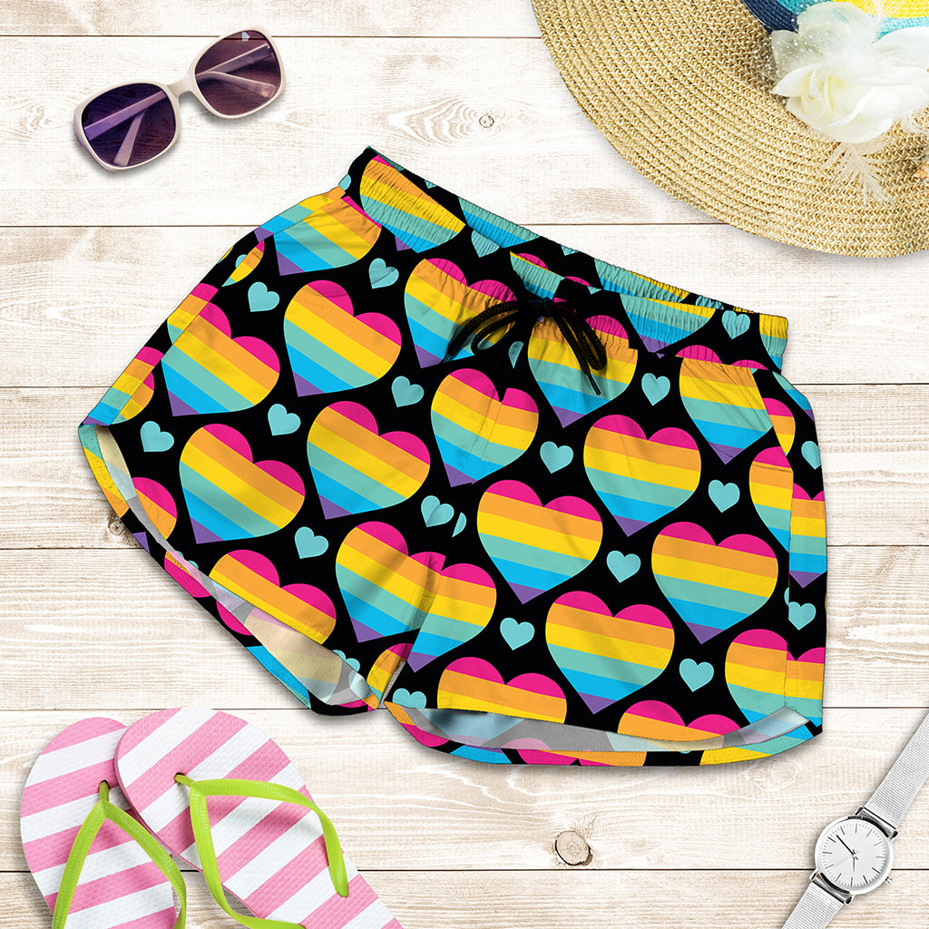 Rainbow LGBT Pride Heart Pattern Print Women's Shorts