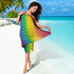 Rainbow Mermaid Scale Pattern Print Beach Sarong Wrap