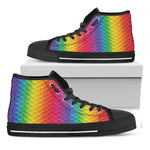 Rainbow Mermaid Scale Pattern Print Black High Top Shoes