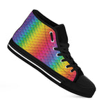 Rainbow Mermaid Scale Pattern Print Black High Top Shoes