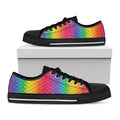 Rainbow Mermaid Scale Pattern Print Black Low Top Sneakers