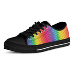 Rainbow Mermaid Scale Pattern Print Black Low Top Shoes