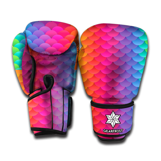 Rainbow Mermaid Scale Pattern Print Boxing Gloves