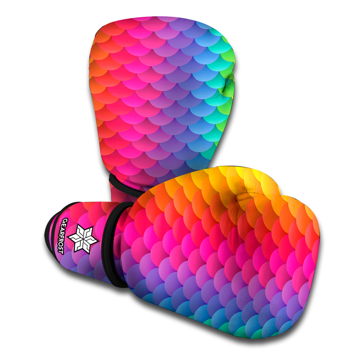 Rainbow Mermaid Scale Pattern Print Boxing Gloves