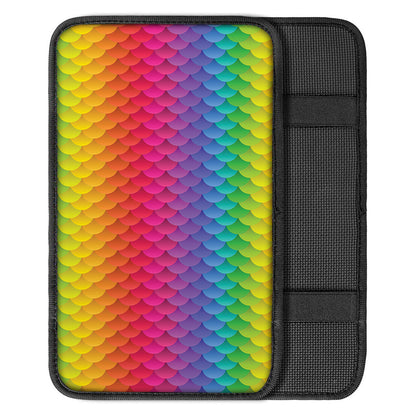 Rainbow Mermaid Scale Pattern Print Car Center Console Cover