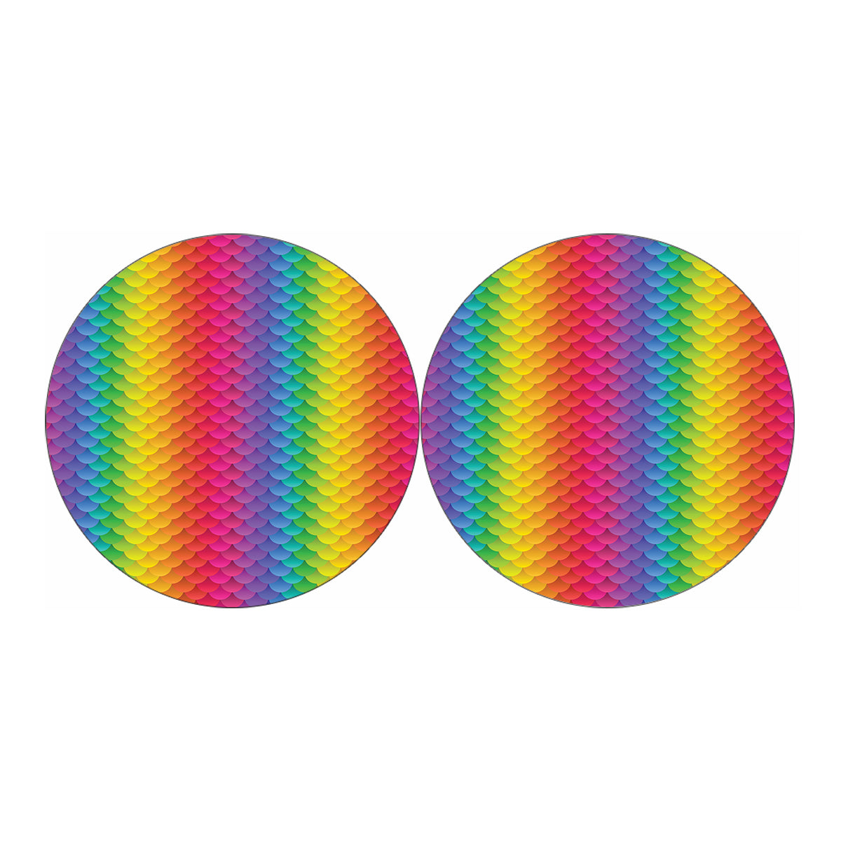 Rainbow Mermaid Scale Pattern Print Car Coasters