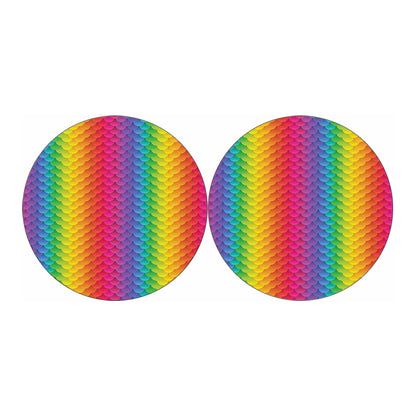 Rainbow Mermaid Scale Pattern Print Car Coasters