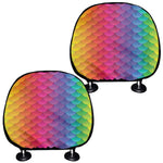 Rainbow Mermaid Scale Pattern Print Car Headrest Covers