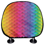 Rainbow Mermaid Scale Pattern Print Car Headrest Covers
