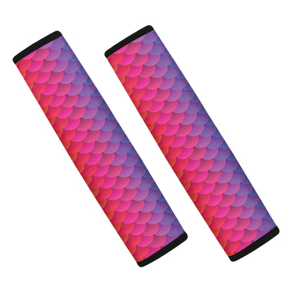 Rainbow Mermaid Scale Pattern Print Car Seat Belt Covers
