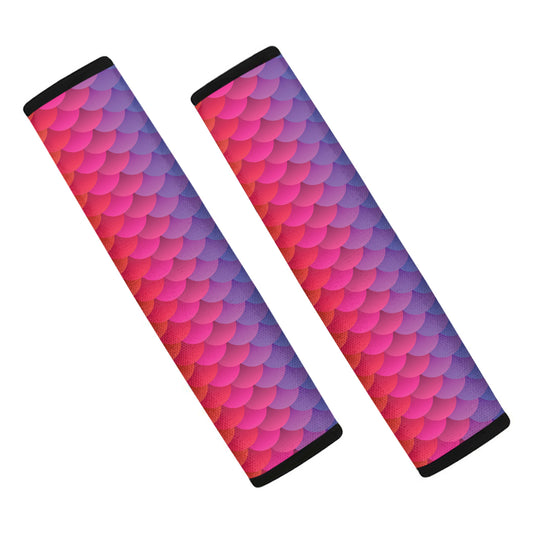 Rainbow Mermaid Scale Pattern Print Car Seat Belt Covers