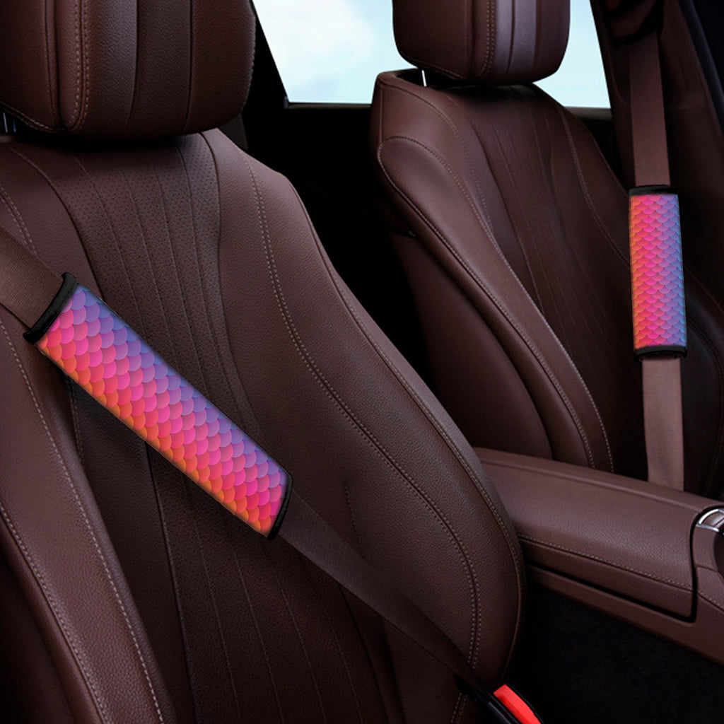 Rainbow Mermaid Scale Pattern Print Car Seat Belt Covers